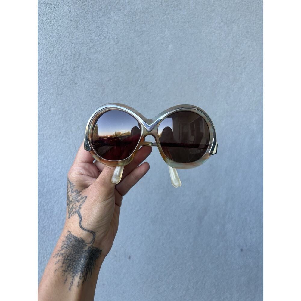 NOS Vintage (‘70s) Neostyle Sun-Art Sunglasses in Clear light blue with peach - Picture 2 of 8